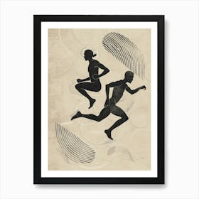 Running Man And Woman Art Print