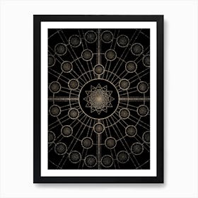 Geometric Glyph Radial Array in Glitter Gold on Black n.0044 Art Print