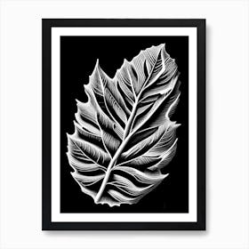 Hickory Leaf Linocut 1 Art Print