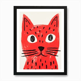 Red Polka Dot Cat 4 Art Print