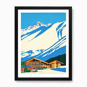 Les Trois Vallées, France Midcentury Vintage Skiing Poster Art Print