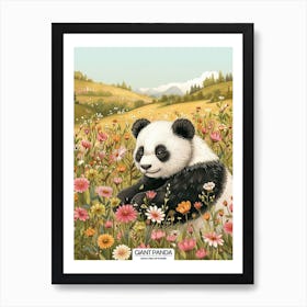 Giant Panda In A Field Of Flowers Poster 4 Art Print