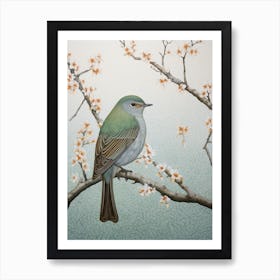 Ohara Koson Inspired Bird Painting European Robin 3 Art Print