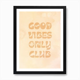 Good Vibes Only Club Hippie Print Retro Wall Decor Flower Child Room Boho Print INSTANT DOWNLOAD Art Print