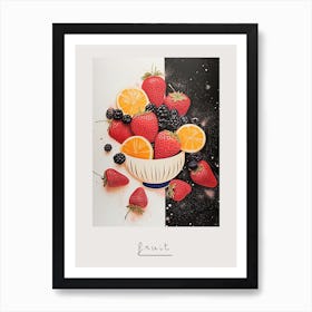 Strawberries Blackberries & Orange Art Deco Poster Art Print
