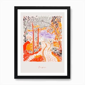 Capri 2 Italy Orange Drawing Poster Art Print