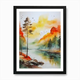 Sunset On The Lake 1 Art Print