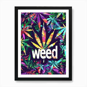 Groovy Marijuana Leaves Art Print