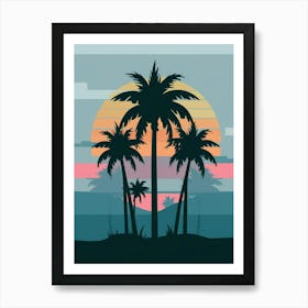 Palm Trees At Sunset Art Print