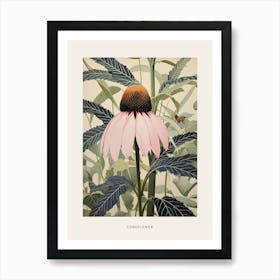 Flower Illustration Coneflower 3 Poster Art Print