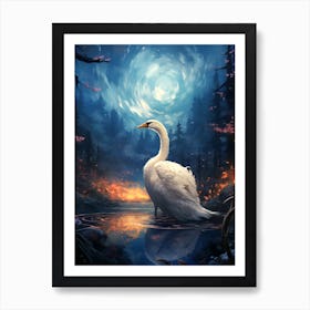 Swan Starry Sky Póster