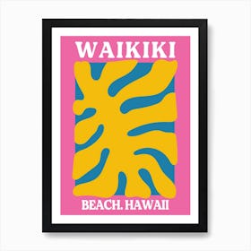 Waikiki Beach Hawaii Pink Art Print