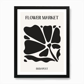 B&W Flower Market Poster Budapest Art Print