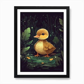  Cute Duckling In The Forest Illustration 1watercolour Art Print