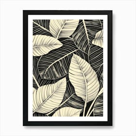 Black And White Leaves 3 Art Print