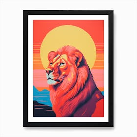 Lion In The Sunset Colour Pop 2 Art Print