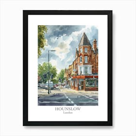 Hounslow London Borough   Street Watercolour 1 Poster Art Print