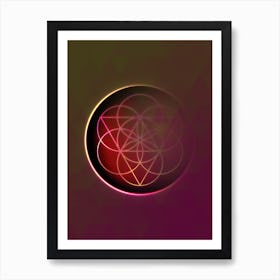 Geometric Neon Glyph on Jewel Tone Triangle Pattern 352 Art Print