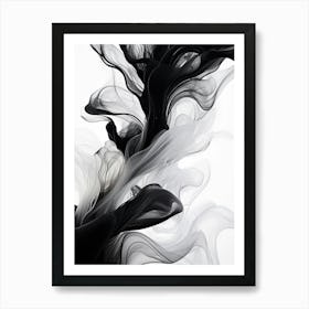 Fluid Dynamics Abstract Black And White 3 Art Print