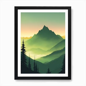 Misty Mountains Vertical Composition In Green Tone 221 Art Print