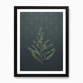 Vintage Sea Asparagus Botanical on Slate Gray Pattern n.0674 Art Print