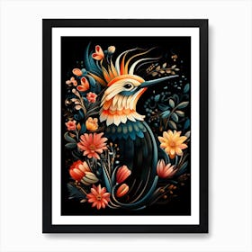 Folk Bird Illustration Hoopoe 3 Art Print