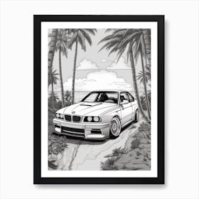 Bmw Tropical Line Drawing 1 Art Print