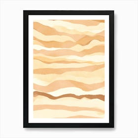 Beige Stripes brown watercolor 1 Art Print
