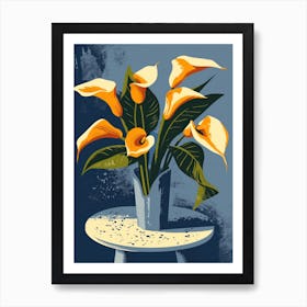 Calla Lily Flowers On A Table   Contemporary Illustration 4 Art Print