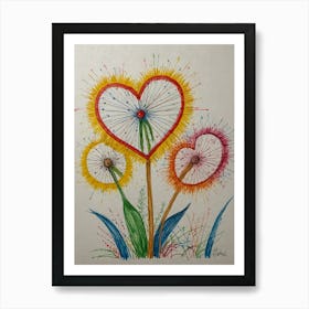 Heart Dandelion Art Print