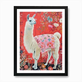 Floral Animal Painting Llama 2 Art Print