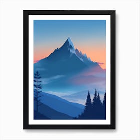 Misty Mountains Vertical Composition In Blue Tone 110 Art Print