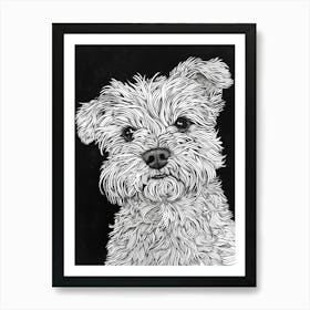 Maltese Dog Line Drawing Sketch 2 Art Print