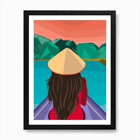 Woman On A Boat Art Print