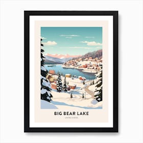 Vintage Winter Travel Poster Big Bear Lake California 4 Art Print