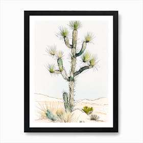 Joshua Tree By Desert Spring Minimilist Watercolour  (6) Art Print