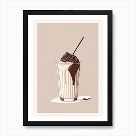 Chocolate Milkshake Dairy Food Minimal Line Drawing Art Print