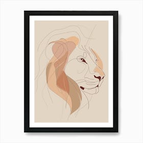 Lion - Boho, Line Art 5 Art Print