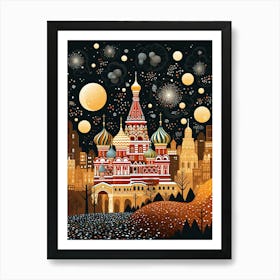 Moscow, Illustration In The Style Of Pop Art 1 Art Print