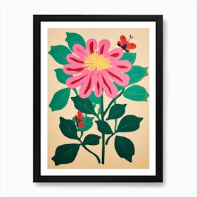 Cut Out Style Flower Art Bee Balm 1 Art Print