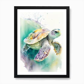 Conservation Sea Turtle, Sea Turtle Storybook Watercolours 1 Art Print