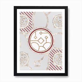 Geometric Glyph Abstract in Festive Gold Silver and Red n.0060 Art Print