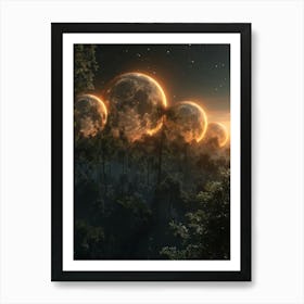 Moon In The Forest Art Print