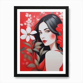Girl With Flowers 3 Art Print