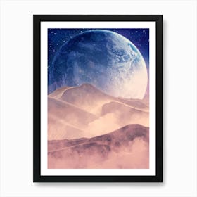 Moon Space Planet Star Universe Science Fantasy Art Print