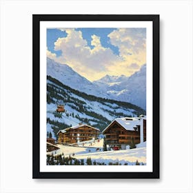 Livigno, Italy Ski Resort Vintage Landscape 2 Skiing Poster Art Print