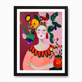 feminine flower woman Art Print