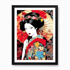 Geisha Pop Art Colours 3 Art Print