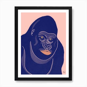 Gorilla With Orange Background Art Print