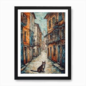 Painting Of Havana With A Cat In The Style Of Renaissance, Da Vinci 3 Art Print